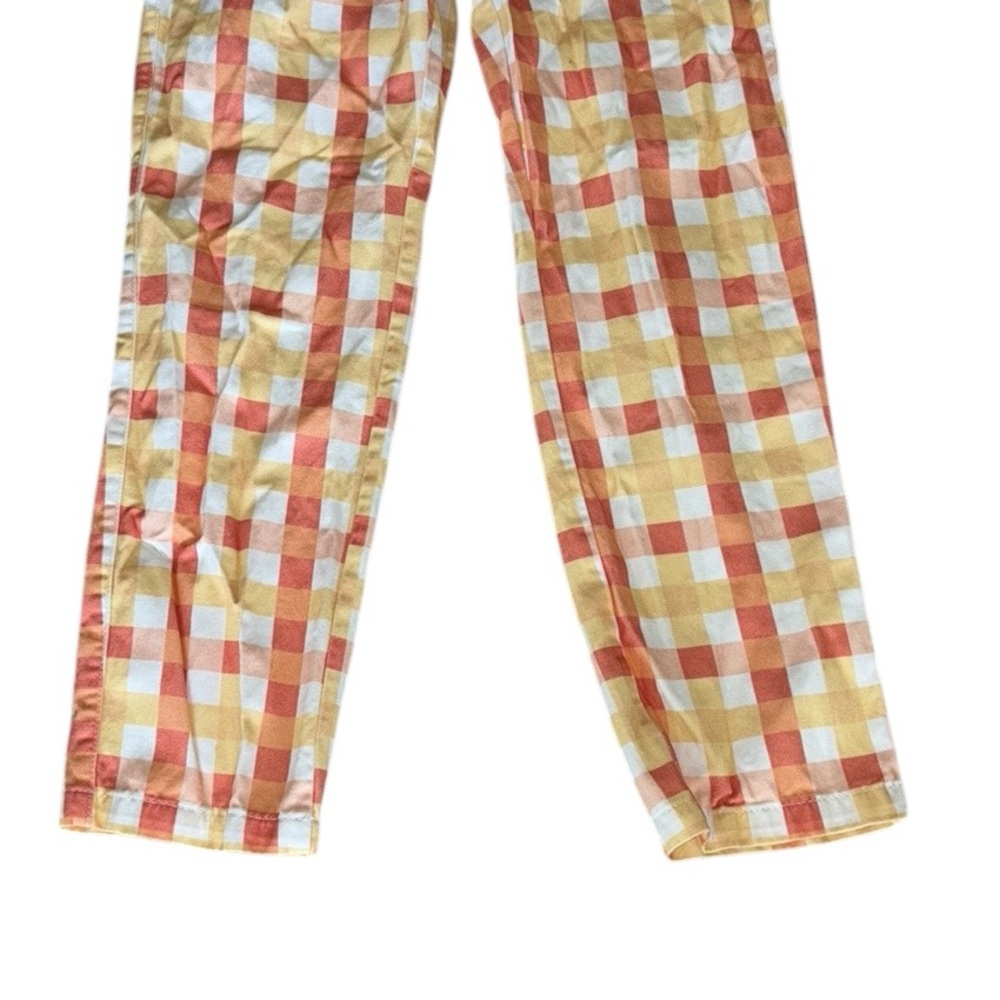 Free People She’s All That Orange Yellow Picnic Gingham Checker Crop Pants - 8 - Picture 8 of 15